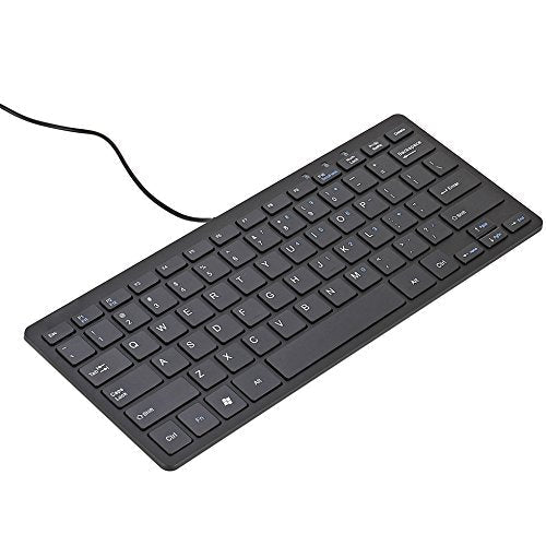 iKKEGOL USB Mini Slim Wired 78 Key Small Super Thin Compact Keyboard for Desktop Laptop PC Win 7 Mac (Black) Black