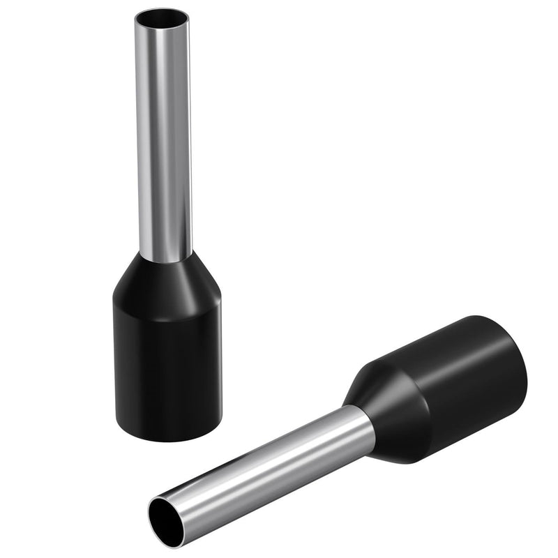 100x Insulated Bootlace Ferrules 1,5mm² / 8mm black ; Cable End Terminals 1,5mm²