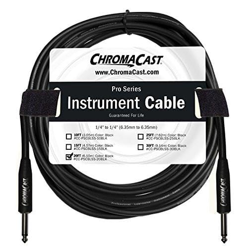 ChromaCast 2 Pack 20ft S/S Pro Series Black Instrument Cables |Noise-Free Audio Transmission