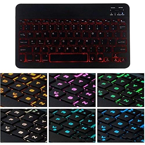 BoxWave Keyboard Compatible with Samsung Galaxy Tab A7 (7.0 in) - SlimKeys Bluetooth Keyboard - with Backlight, Portable Keyboard w/Convenient Back Light - Jet Black