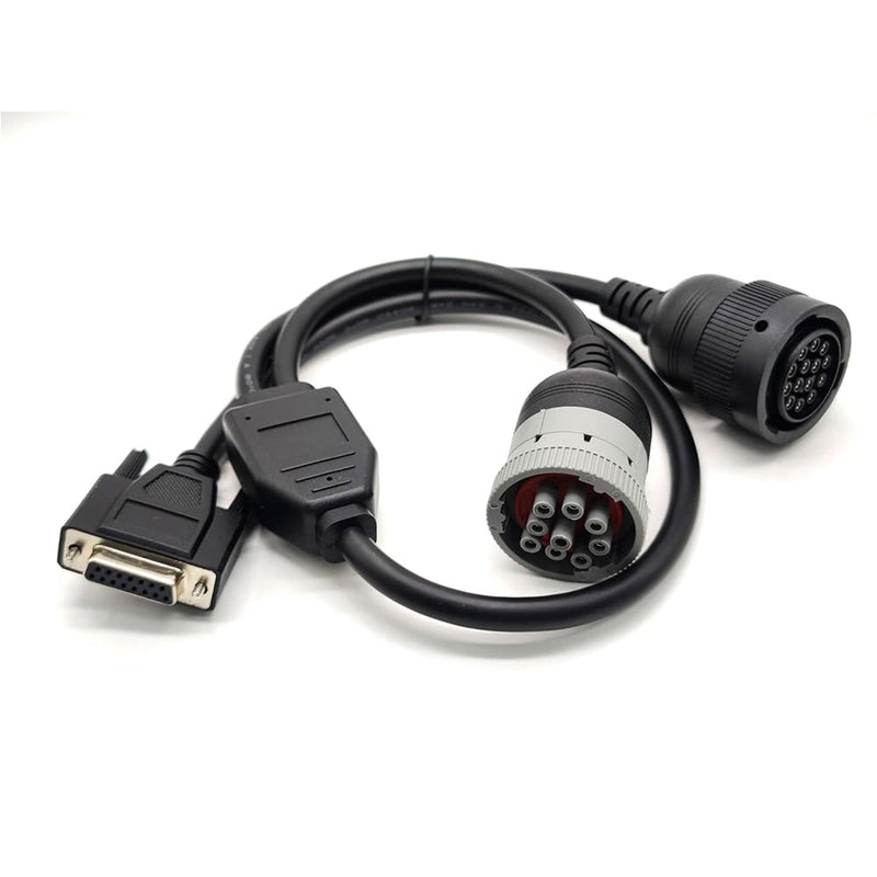 DB15 Female to Cat 9-Pin Male and 14-Pin Female J1939 Y Cable Truck Diagnostic Tool 70CM