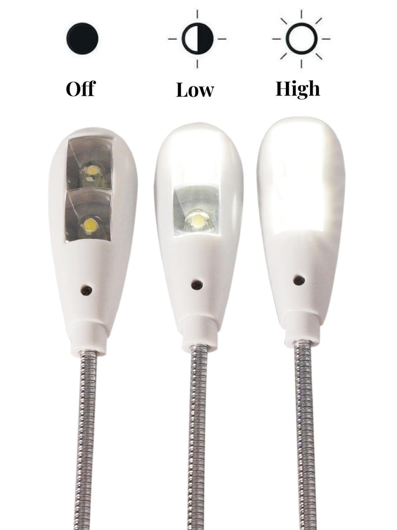 [AUSTRALIA] - LED USB Reading Lamp Light with 2-Brightness Dimmable Setting, Flexible Gooseneck USB Light for Notebook Laptop Keyboard, Powerbank(On/Off Switch, 1 White+1 Mini USB Light) 