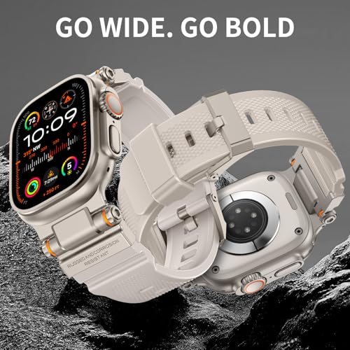 Rubber Band Compatible with Apple Watch Band 49/46/45/44/42mm, Black/Black and Starlight/Titanium