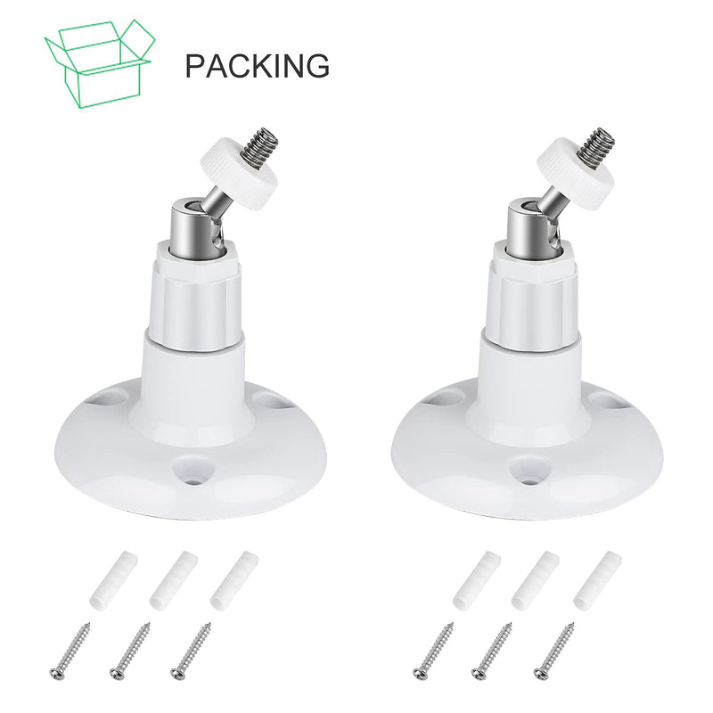 2Pack Adhesive Wall Mount for Ring Stick Up Cam & Ring Indoor Cam(1st Gen), 360 Degree Adjustable Screwless Bracket for Your Ring Surveillance Camera, 2 Ways Installation Without Drilling White
