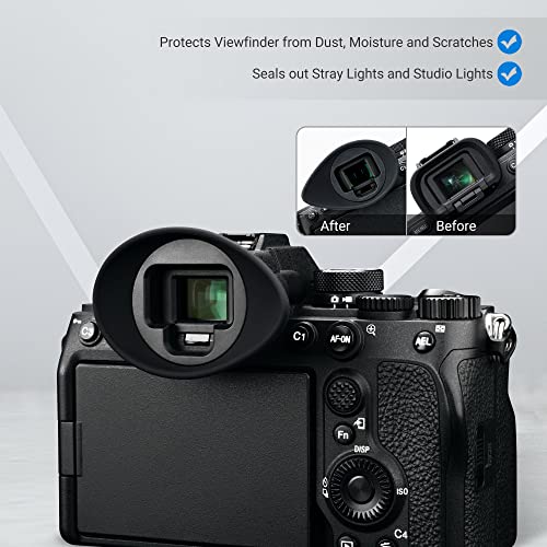 [Large Version] A7IV A7RV A9III A7SIII A1 Eyecup Eyepiece, Camera Viewfinder Eyeshade for Sony Alpha A7M4 A7R5 A9M3 A7S3 A1, 360 Rotating Extension Oval Design, Replace Sony FDA-EP19 Eye Cup Replace FDA-EP19 Eyecup