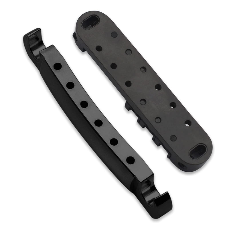 SAPHUE Adjustable Brass Roller Saddle Bridge ABR-1 Style Tune-o-matic Bridge Tailpiece Roller Saddle Bridge for GB LP Gear Replacement (black) black