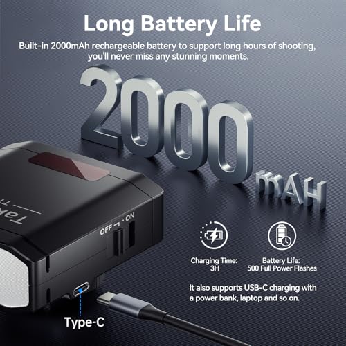 Takerers Camera Flash, Mini Flash Speedlite with GN14, 22 Levels Flash Power, CCT 5600K, M/S1/S2 Optical Control Compatible for Sony/Canon/Fuji/Nikon/Panasonic/Olympus Camera