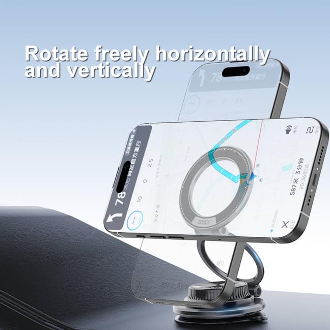 Hands-Free Magnetic Phone Mount for Car & Home, Ultra-Stable Suction Cup Holder for Dashboard & Desk, Mini Design, Secure for iPhone 15/14/13, Samsung Galaxy, Most Smartphones (Purple) Purple