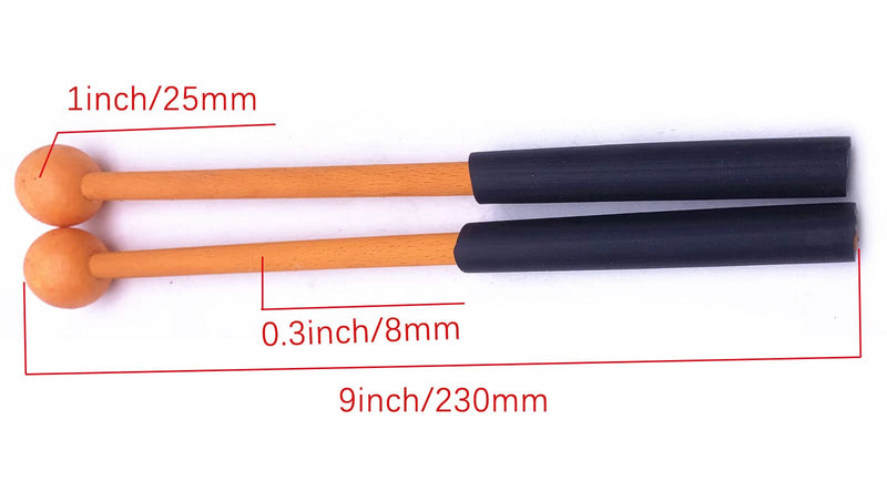 1 Pair 9 Inch Rubber Xylophone Sticks Tongue Drum Mallets Percussion Sticks Hammer for Glockenspiel, Xylophone, Chime, Woodblock, and Bells (Orange) Orange