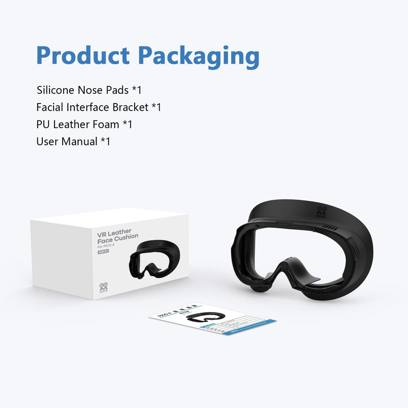 AMVR Face Cover for Pico 4/Pico 4 Ultra, Resilient Vent Leather Face Pad Replacement Soft Facial Cushion Interface Bracket Set Washable Lightproof Comfortable VR Accessories（Black, 3-in-1） 12MM