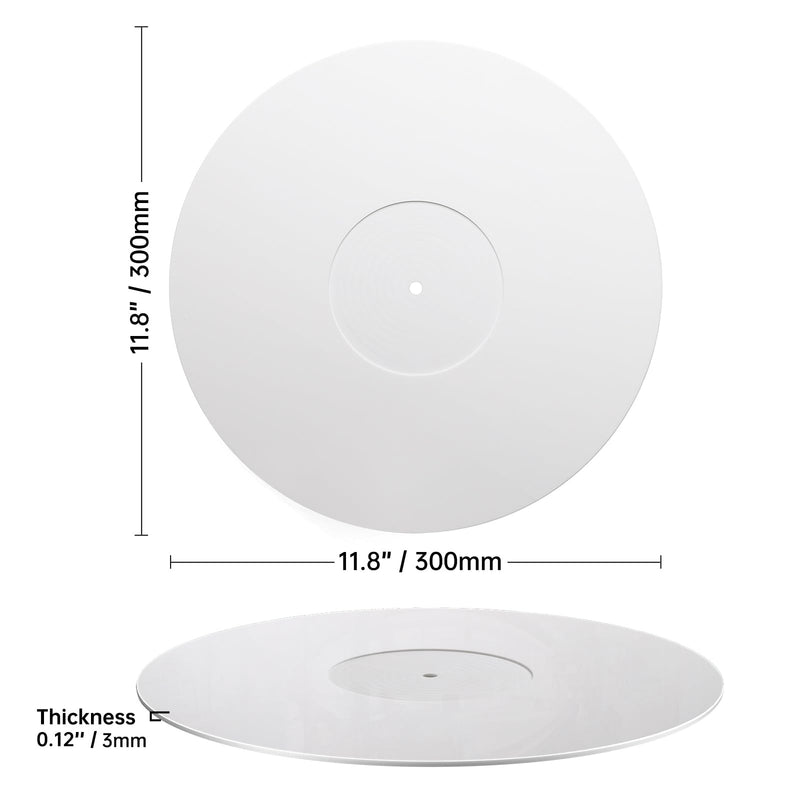 Facmogu 3mm White Acrylic Turntable Slipmat, 12In Vinyl Record Player Mats, Antistatic & Anti Vibration Record Platter Slip-Mat, Phonograph LP Record Mat, Reduce Noise & Tighter Bass Quality Slipmat