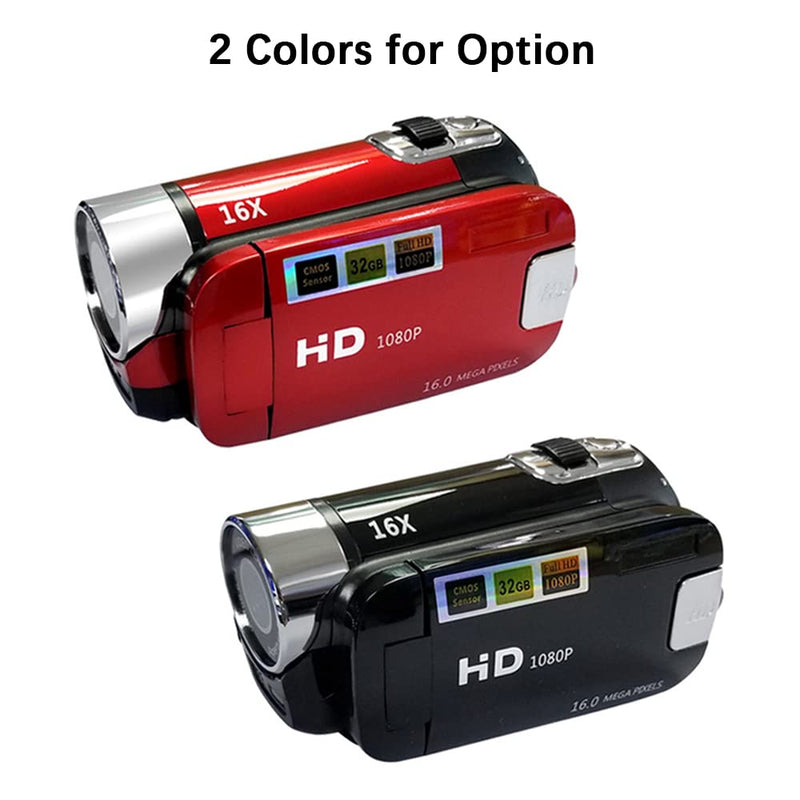 Andoer Portable 1080P High Definition Digital Video Camera DV Camcorder 16MP 2.7 Inch LCD Screen 16X Digital Zoom Built-in Battery Red