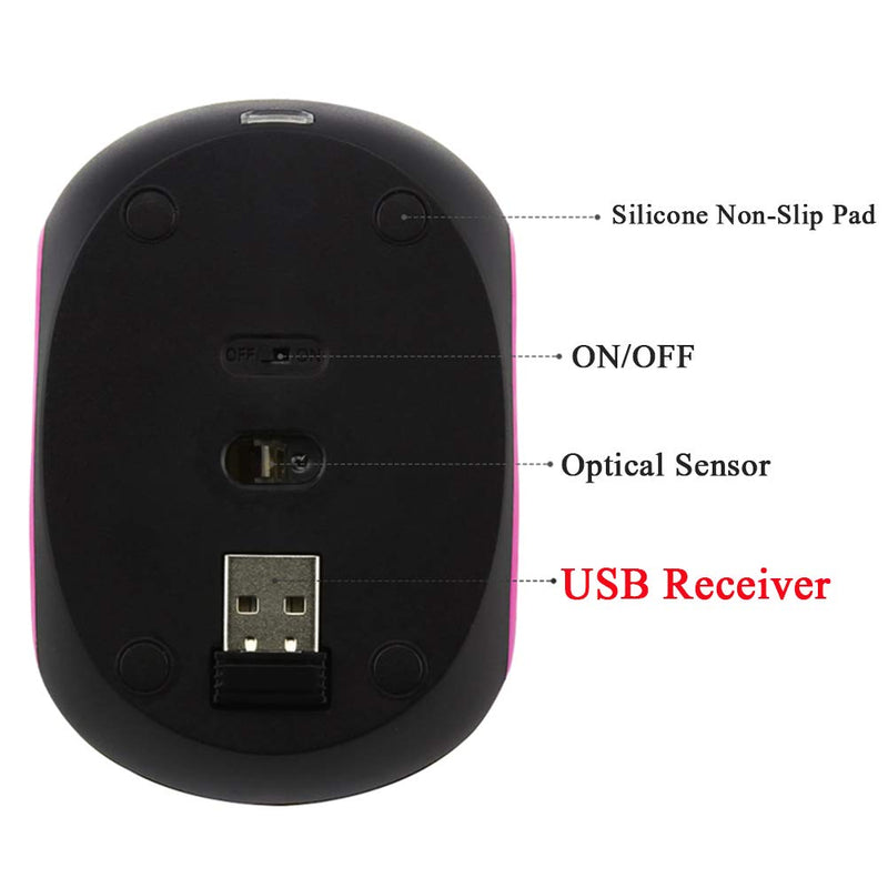 3C Light 2.4GHz Wireless Mouse Cute Small Silent Mouse Portable Mini Rechargeable Optical Mice Cartoon Computer Mouse 3 Buttons Cordless Mouse for Laptop Desktop PC Notebook (Red) Red