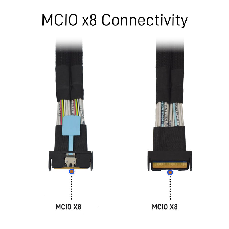 PCIe 5.0 MCIO x8 to Dual U.2 SFF-8639 Cable | 15Pin SATA Power Supply, 1.3feet (40 cm), for NVMe SSD, Server, Backplane, Motherboard,Workstation 1.3 ft