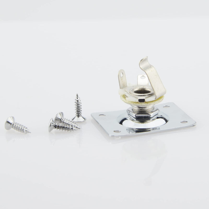 1/4"(6.35mm) Silver Guitar Input Jack Output Plate Jackplate Socket for LP Les Paul Style Electric Guitar,2 PCS Guitar Strap Buttons with Strap Blocks Square Style
