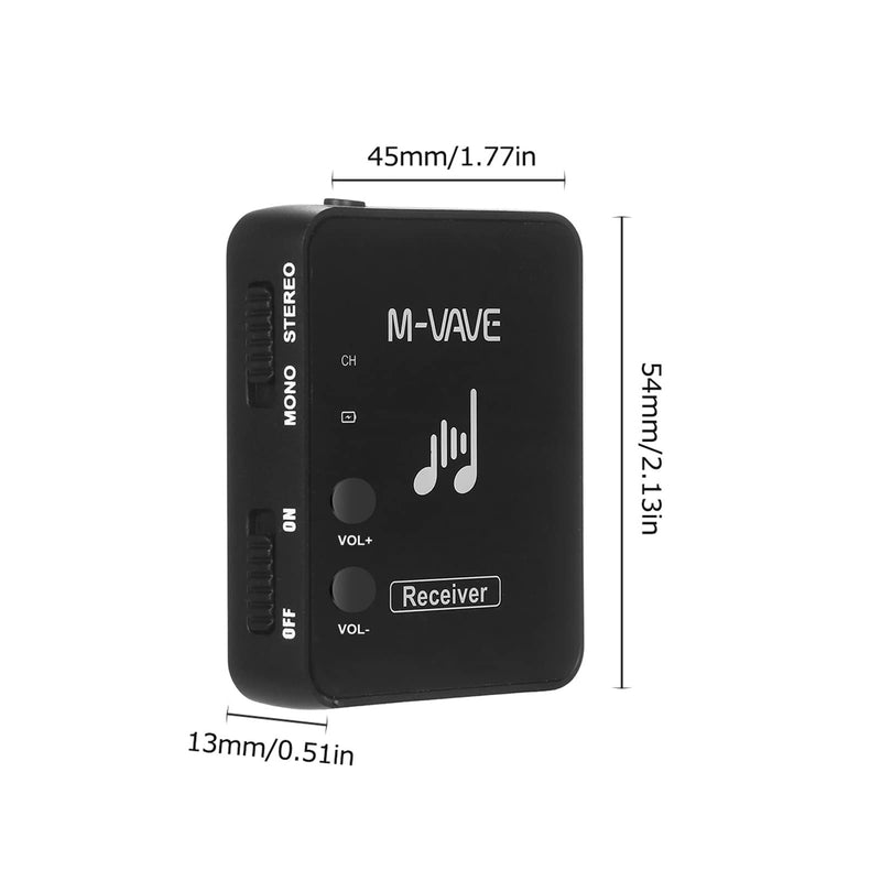 Btuty M-VAVE SWS10 Earphone Monitor Transmission System Rechargeable Receiver (receiver) Black
