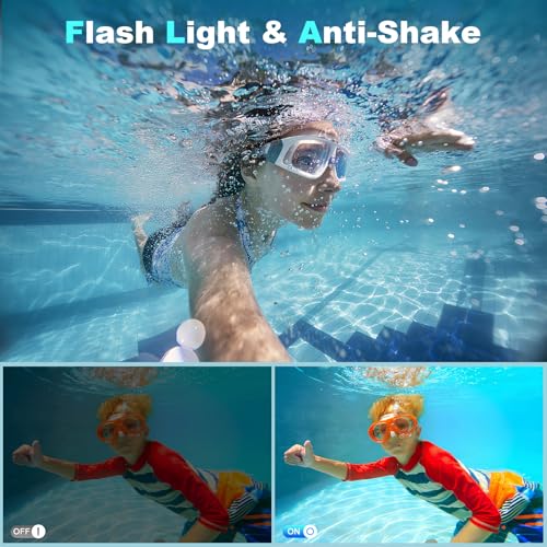 4K Underwater Camera 16FT Waterproof Autofocus Dual-Screen 32GB Card