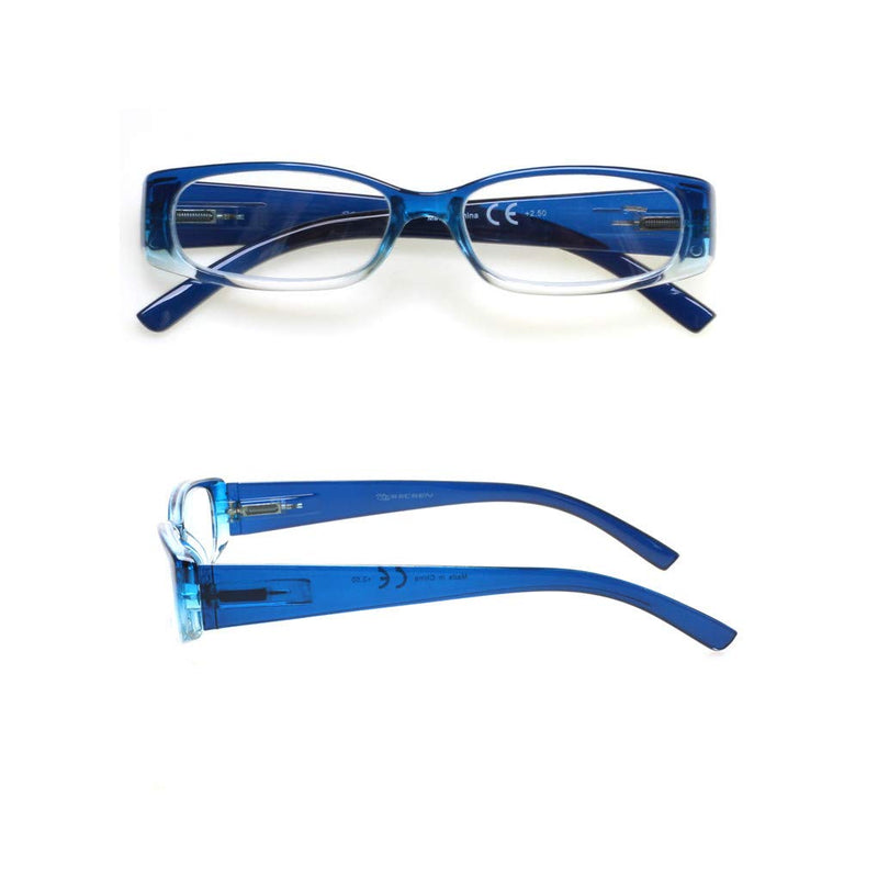 5 Pack Spring Hinge Reading Glasses Rectangular Fashion Quality Readers for Men and Women (5 Pack Mix, 2.5) 5 Pack Mix 2.5 x