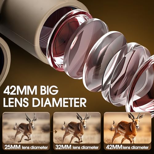 12x42 HD Binoculars for Adults High Powered Binoculars with Upgraded Phone Adapter Compact Binocular with Low Light Night Vision for Bird Watching Hunting Outdoor Sports Concerts Green