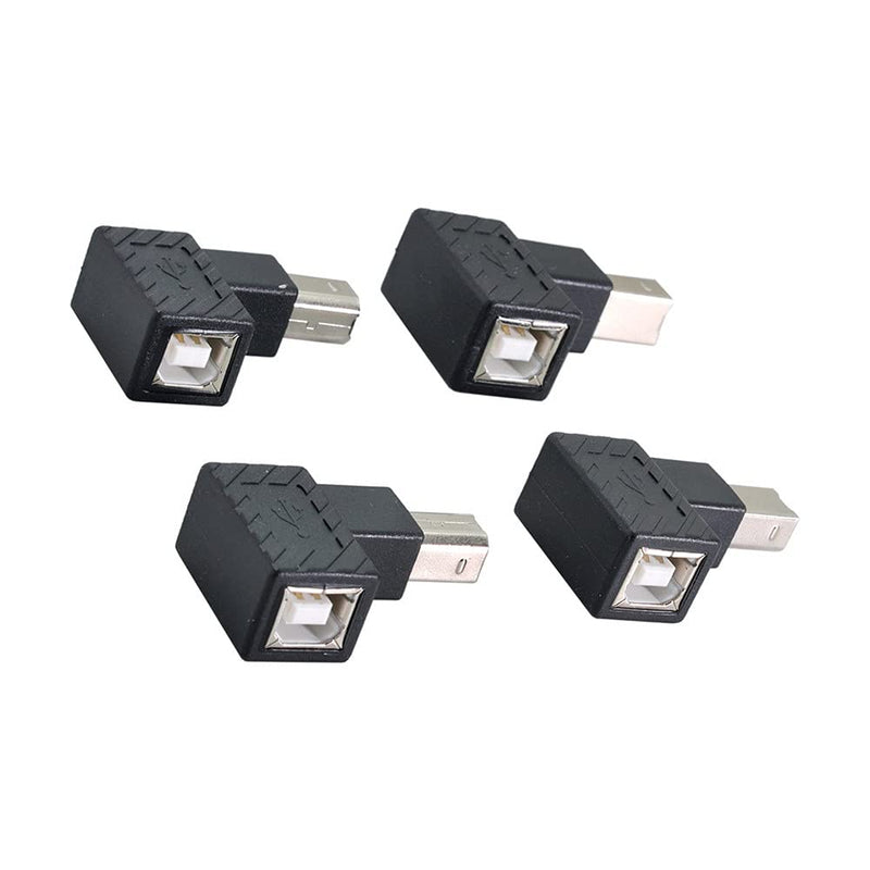 Xiwai 4Pcs USB 2.0 B Type Male to Female Extension Adapter Horizontal Vertical Angled 90 Degree for Disk Scanner