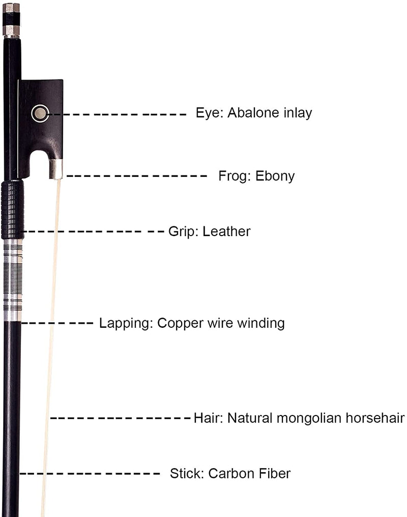 Carbon Fiber Violin Bow 4/4 Full Size Lightweight Fiddle Bow with Deep & Powerful Tone for Advance Level Violins [Carbon Bow 4/4] Carbon bow 4/4 full size