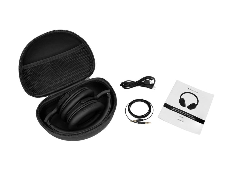 Monoprice Wireless Over Ear Headphones - Active Noise Cancelling (ANC) Bluetooth 5.0, Extended Playtime, Qualcomm aptX Audio, 40mm Drivers, Black