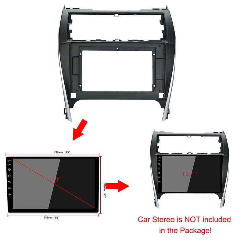10.1'' Car Radio Stereo Dash Frame Fascia Bezel Panel Compatible for Toyota Camry 2012 13 14 USA & Mid East Version Install Mount Kit