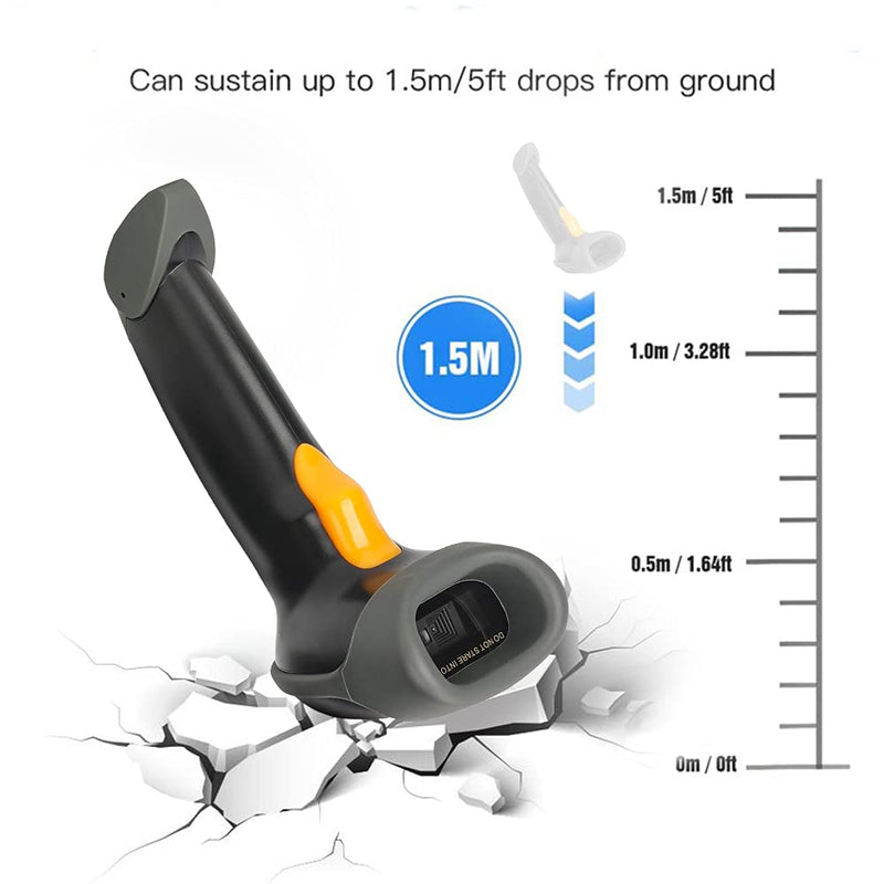 [AUSTRALIA] - 1D CCD 2.4G Wireless Bar Code Scanner Versatile 2 in 1 (Wireless+USB Wired), UNIDEEPLY Automatic Barcode Reader Scanner 196 Feet Indoor Transmission Distance, Scanning Gun for PC Computers, Black 
