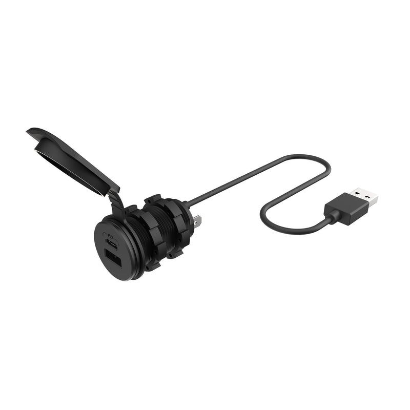 Scosche PowerVolt Dash Port 27W USB-C Car Charger with Data Pass-Through | USB Relocator for Apple CarPlay & Android Auto with 27W USB-C Charging and USB-A Port for Data Pass-Through Only 27W USB-C + USB-A Passthrough Dual Port