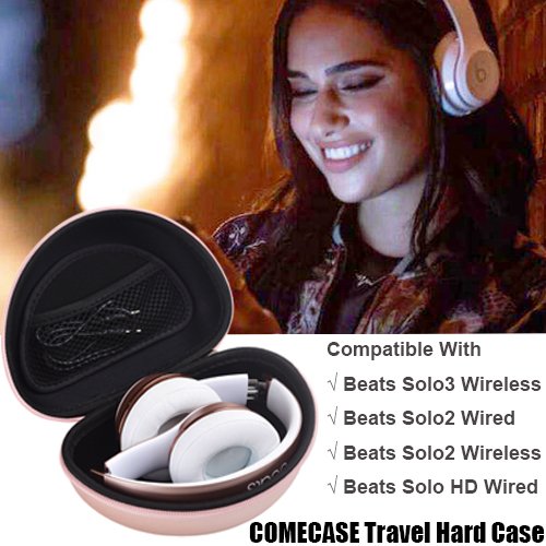 Comecase Hard Carrying Case for Oculus Quest 2 All-in-One VR Gaming Headset with Rose Gold Carrying Case Compatible for Beats Solo3 / Beats Solo2