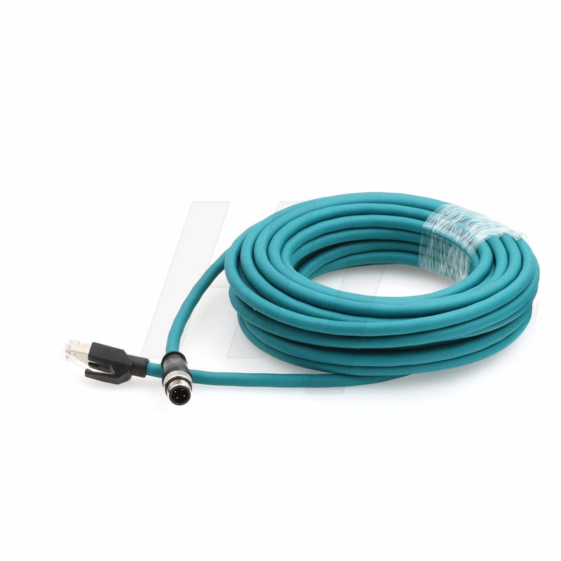 HangTon Industrial M12 4 Pin D-Coded RJ45 Ethernet Network Cable for Cognex Sick Encoder Sensor RFID Profinet Network Rail CCTV Control LED Power 10m