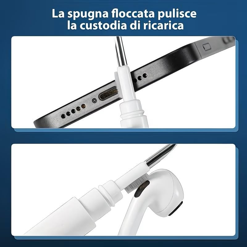 3-in-1 Earbuds Cleaning Pen with Soft Brush – Multifunctional Cleaner Kit for Wireless Earphones, Headphones Charging Box, Computer Keyboard, Phone Ports and Electronics(White) White