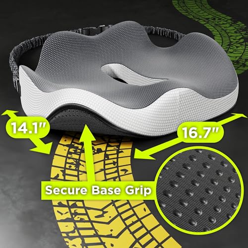 Gray Semi Truck Phone Mount & Truck Seat Cushion, Heavy Duty Cell Phone Device Holder for Dashboard Windshield Window & Ultimate Memory Foam Trucker Seat Cushion (1 Device Mount & 1 SC)