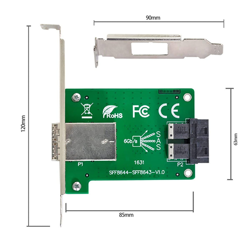chenyang Mini SAS 2 SFF-8644 to 2 SFF-8643 HD Data Server Converter Adapter with Bracket