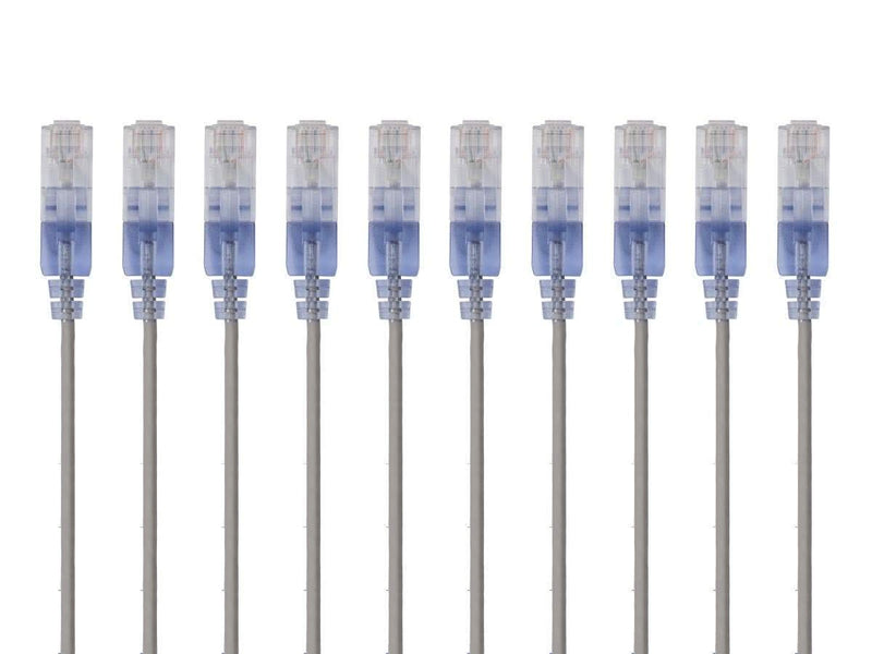 Monoprice Cat6A Ethernet Patch Cable - Snagless RJ45, 550Mhz, 10G, UTP, Pure Bare Copper Wire, 30AWG, 10-Pack, 14 Feet, Blue - SlimRun Series 10 Pack