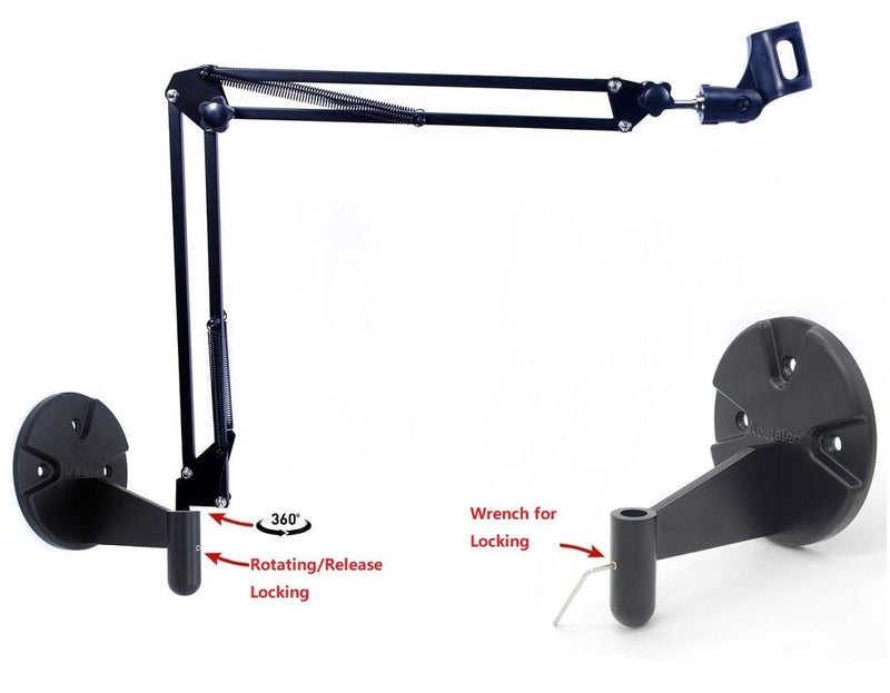 Microphone Wall Mount, Suspension Mic Stand Clip for Blue Yeti Snowball,Radio Broadcasting, Voice-Over Sound, Stages,TV Stations,Youtube