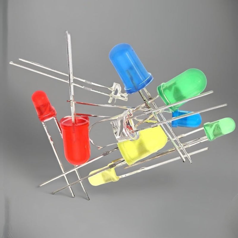 [AUSTRALIA] - MINGZE LED Light Emitting Diodes Set, 3 mm Diodes Electronic Components Light Emitting Diodes Round 2-Pin Electronic Components with 5 Colours Red Blue Green Yellow White (Pack of 500) 500 pieces 3 mm 