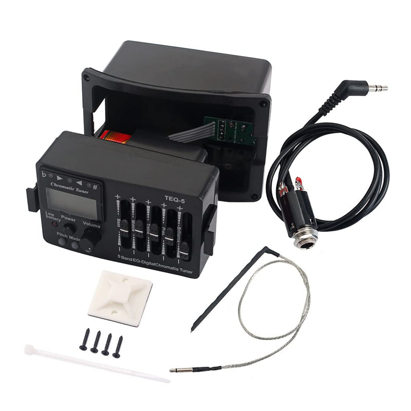 5 Band Acoustic Guitar Preamp EQ Equalizer Pickup Acoustic Guitar Amplifier Digital Chromatia Tuner Piezo Pickup for Acoustic Guitar Accessory TEQ5
