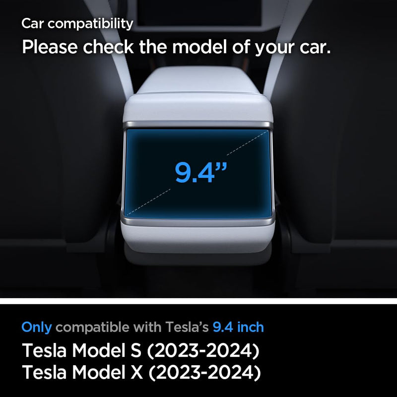 Spigen Tempered Glass Screen Protector [GlasTR Slim] designed for Tesla Model S (2023/2024), Tesla Model X (2023/2024) 9.4 inch Rear Touchscreen - Matte/Anti Finger Print