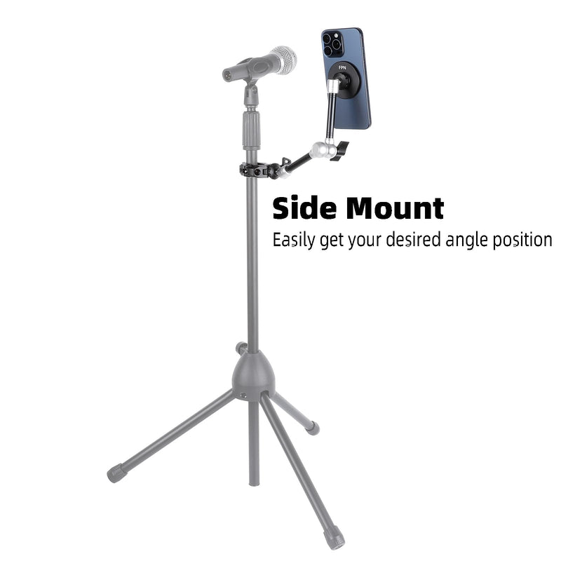 All-Metal Magnetic Phone Holder with Super Clamp&10″ Long Arm for Magsafe, Adjustable Rear View Mirror Phone Holder Mount for Car/Truck/Handlebar, Compatible with iPhone 16 15 14 13 12 Series