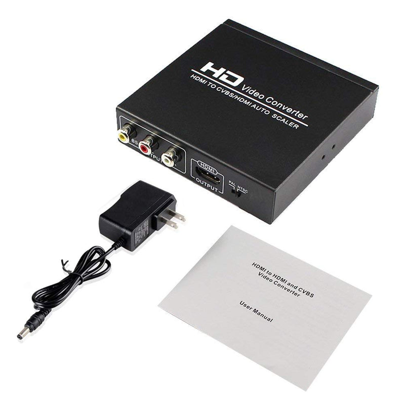 [AUSTRALIA] - HDMI to RCA and AV 3RCA Converter Adapter, Support 1080P, PAL, NTSC for HD TV and Older TV (Black, Iron Shell) 