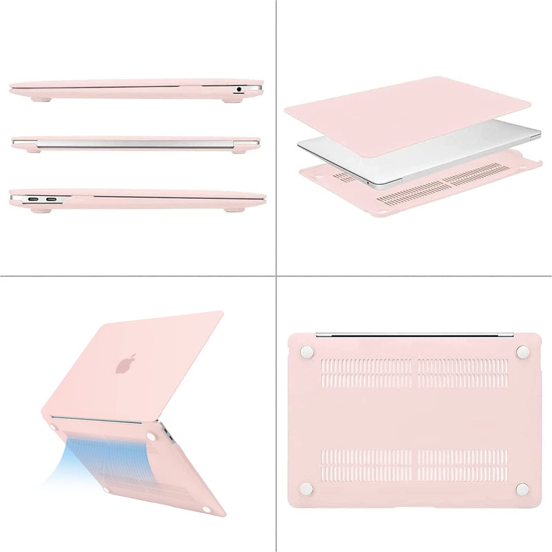 MOSISO Compatible with MacBook Air 13 inch Case 2022, 2021-2018 Release A2337 M1 A2179 A1932 Retina Display Touch ID, Plastic Hard Shell&Keyboard Cover&Screen Protector&Storage Bag, Chalk Pink