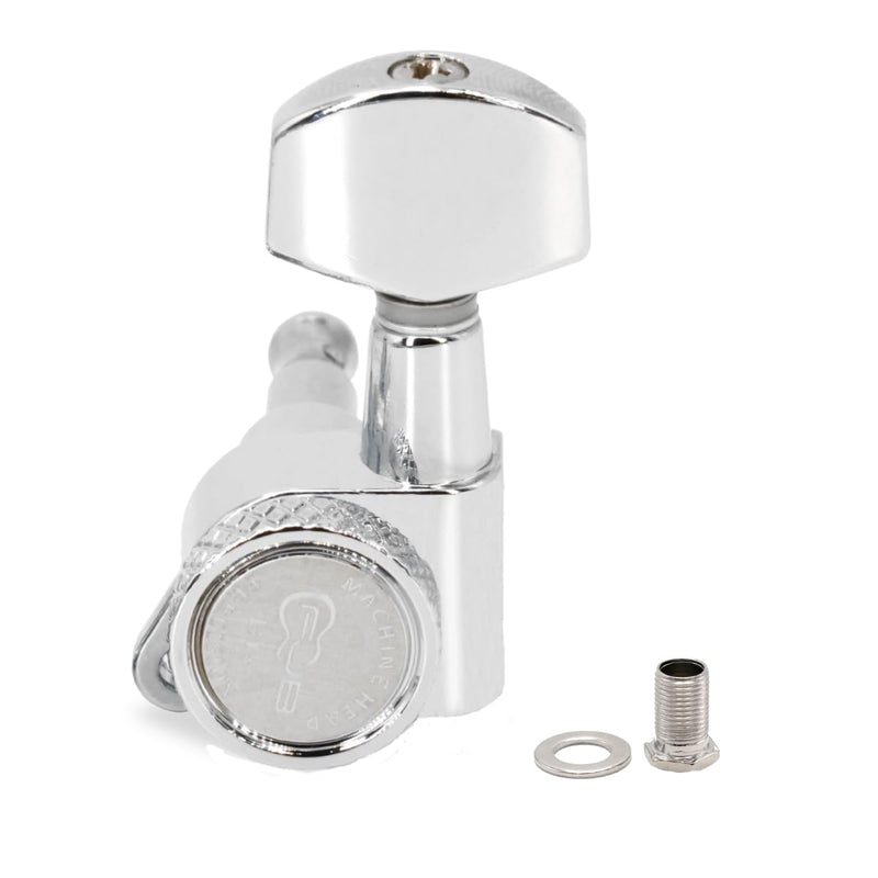 [AUSTRALIA] - FJBGuitar 6Pieces Tuning Pegs Acoustic Guitar Machine Heads Electric Guitar 1:18 Tuning Pegs Keys Knobs String Tuner 3 Left + 3 Right-Chrome 3L+3R Chrome-Standard 