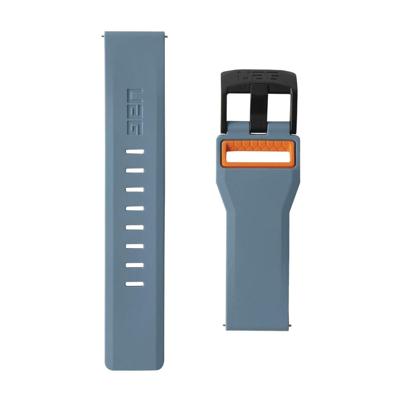 URBAN ARMOR GEAR UAG Compatible with Samsung Galaxy Watch 46mm/Galaxy Watch3 45mm Band Silicone, Fits 22mm Watch Lugs, Slim Adjustable Waterproof Sporty Replacement Watch Strap, Civilian Slate/Orange