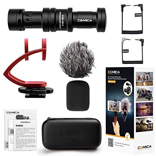 Comica Camera Microphone Directional Condenser Shotgun Video Microphone with Wind Muff for DSLR, Mirrorless Cameras, and Smartphones (CVM-VM10II R) Red