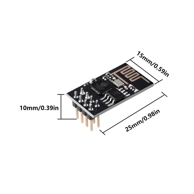 Aitrip 5pcs ESP8266 ESP-01 Serial Wireless Transceiver WiFi Module 1MB SPI Flash DC3.0-3.6V for Arduino (ESP-01)