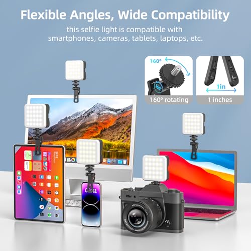 Zeadio Portable RGB Pocket Light with Clip - Adjustable 3000K-7000K Color Temperature, CRI95, Camera Small Video Selfie Light for Tabletop Filming/Selfie/Cell Phone/Photography, Pack of 2