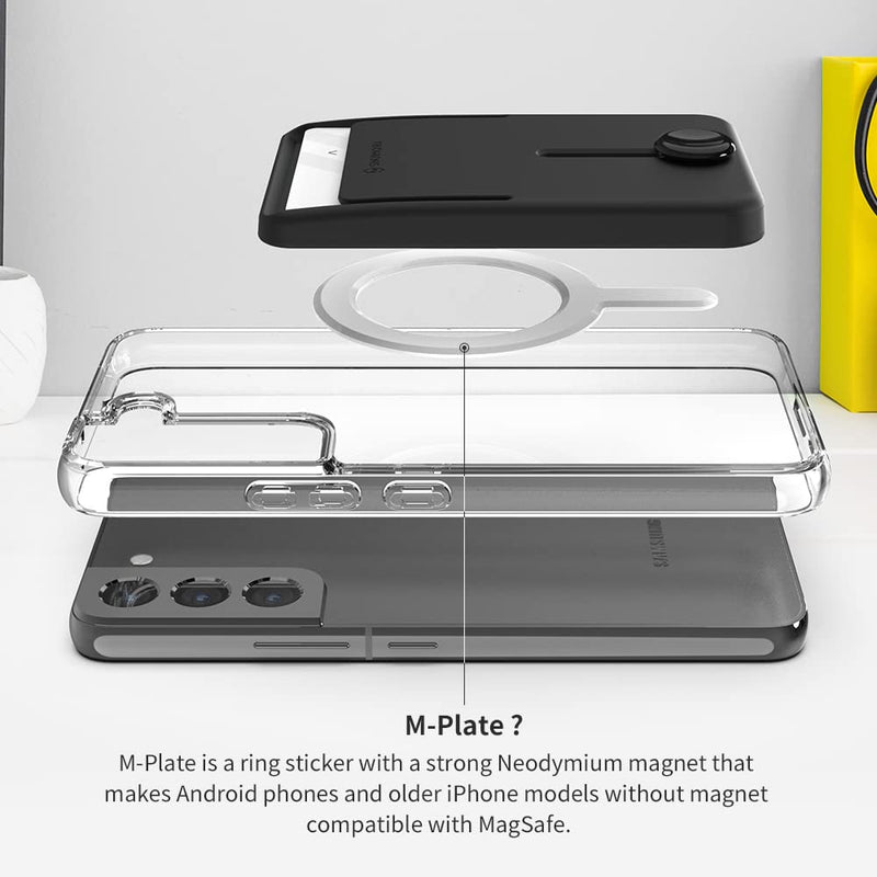 Sinjimoru Magnetic Phone Pop Up Wallet for MagSafe, Magnetic Phone Credit Card Holder for Back of Cell Phone Case with Quick Access for iPhone 14 13 12 Series. M-Button Wallet Matte Clear