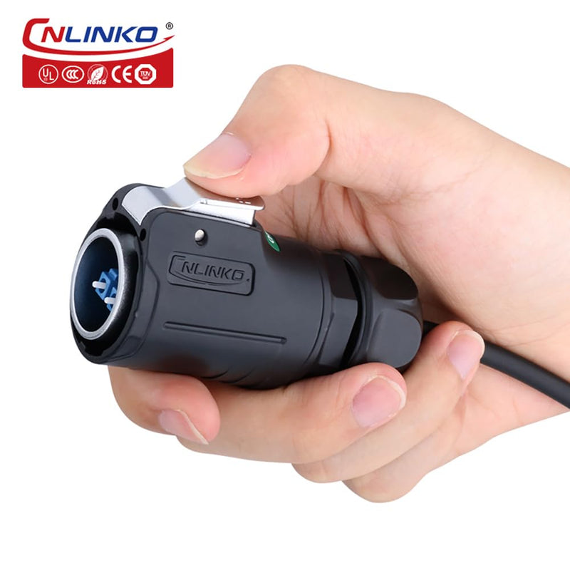 CNLINKO LP-24 Fiber Optic Connector, LC Single Mode Dual Core Optical Plug for Outdoor Use, Recessed Sockets Socket IP68 Aviation Plug Waterproof Plug M24 02-M24 Fiber Optics Set
