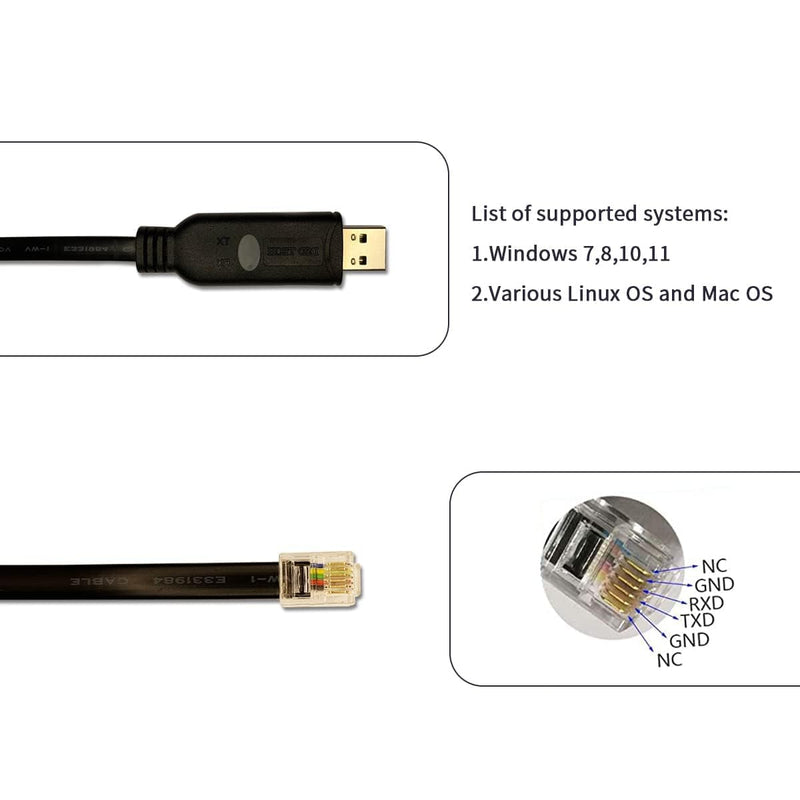 DSD TECH SH-RJ12C USB to RJ12 6P4C RS232 Serial Cable for APC PDU ATS(5.9FT/1.8M)